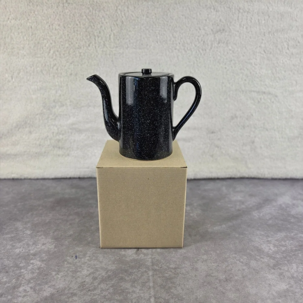 Ceramic Teapot Reactive Glaze Blue Black Speckled Handcrafted Tea Pot with Lid